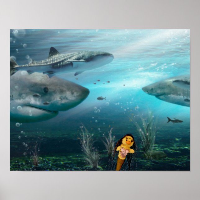 Danni, Sjöjungfrun och hennes hajvänner Poster (Framsidan)