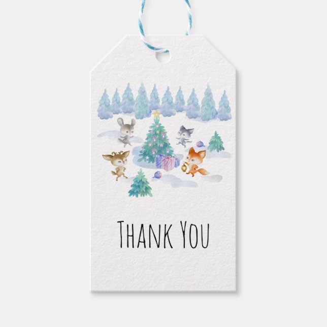 Danning Forest Animals - Juldagen Tack Presentetikett (Framsidan)