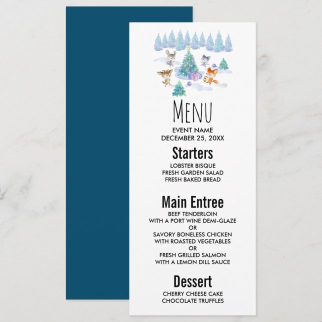 Danning Forest Animals - Julfärg Inbjudningar (Fram/baksida)