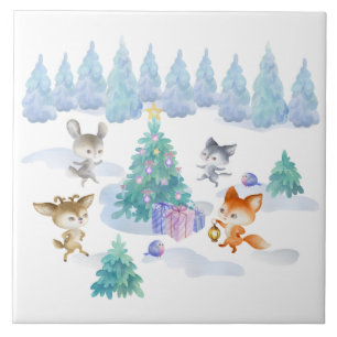 Danning Forest Animals - Julfärg Kakelplatta