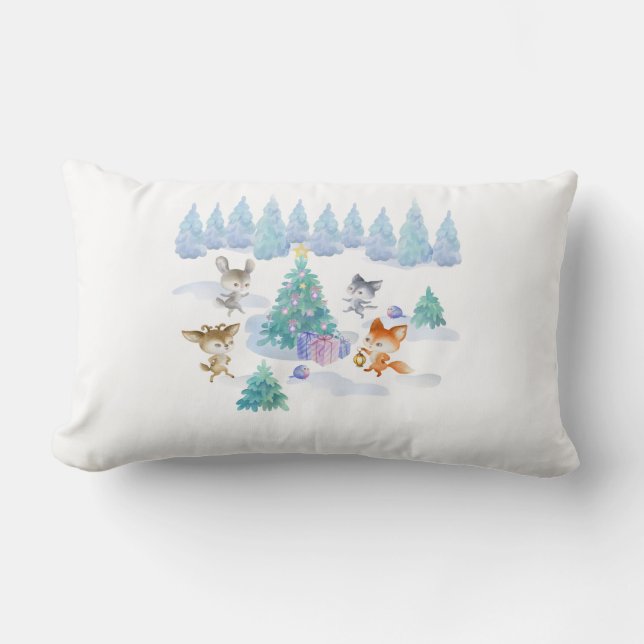 Danning Forest Animals - Julfärg Lumbarkudde (Framsida)