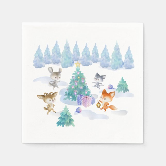 Danning Forest Animals - Julfärg Pappersservett (Framsidan)