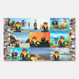 Danny Anka vid Pirat Collage Rectangular Sticker Rektangulärt Klistermärke