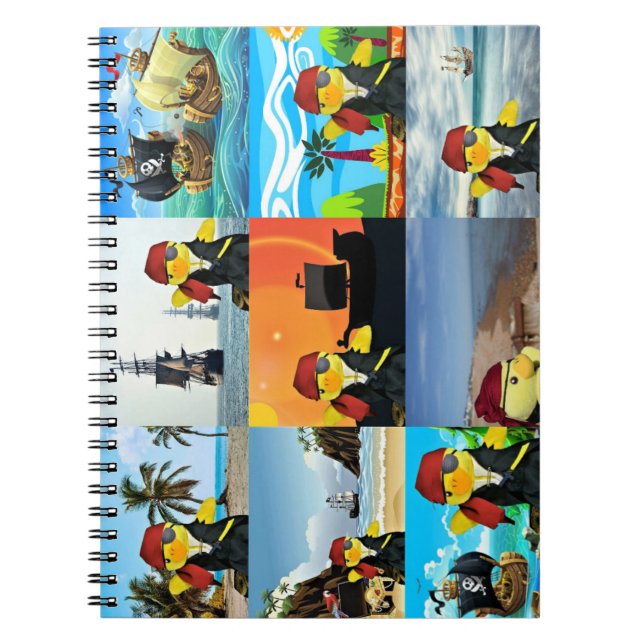 Danny Duck Pirat Collage Anteckningsbok (Framsidan)