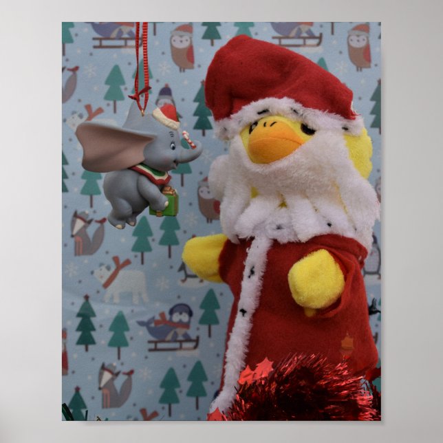 Danny Duck Santa. Träd prydnad Affisch (Framsidan)