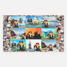 Danny Duck sjörövaren Collage rektangulär dekal Rektangulärt Klistermärke