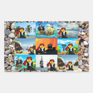 Danny Duck sjörövaren Collage rektangulär dekal Rektangulärt Klistermärke