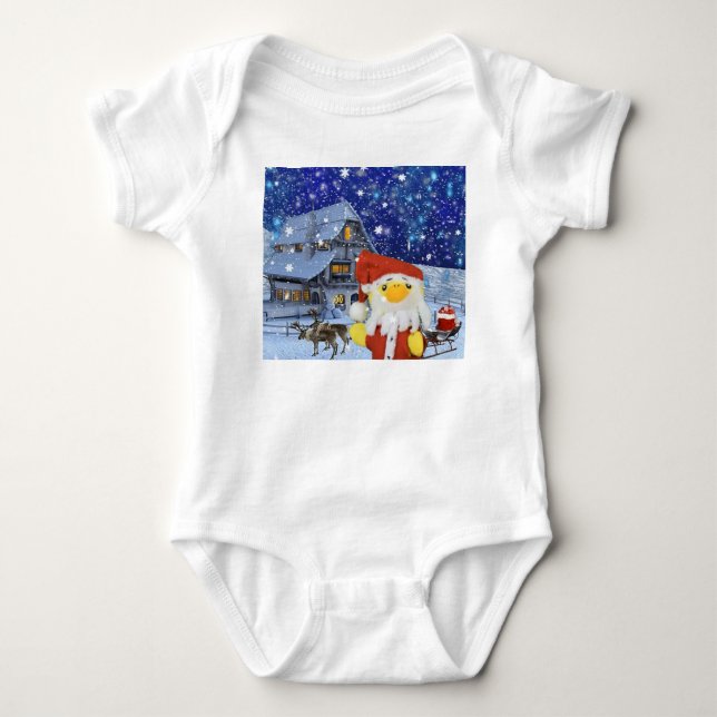 Danny Duck som tomte på Nordpolen Babyblus T Shirt (Framsida)