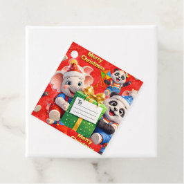 Danny och Dave elefant och panda God Jul Gåvor Etiketter