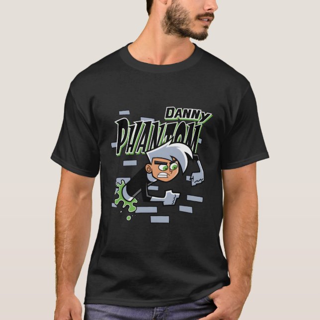 Danny Phantom kommer genom brickmuren T Shirt (Framsida)