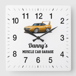 Danny's Muscle Car Garage Fyrkantig Klocka