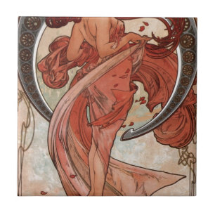 Dans av Alphonse Mucha Kakelplatta
