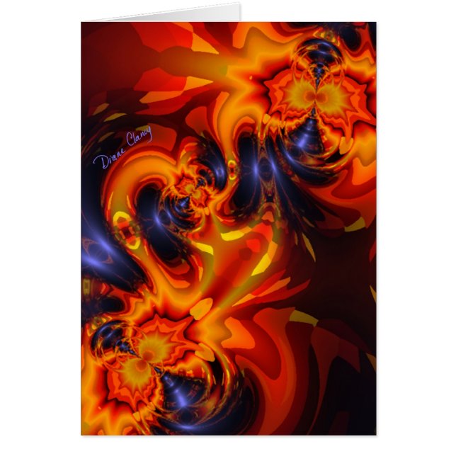 Dans av drakarna - indigoblått- & bärnstenögon hälsningskort (Framsidan)