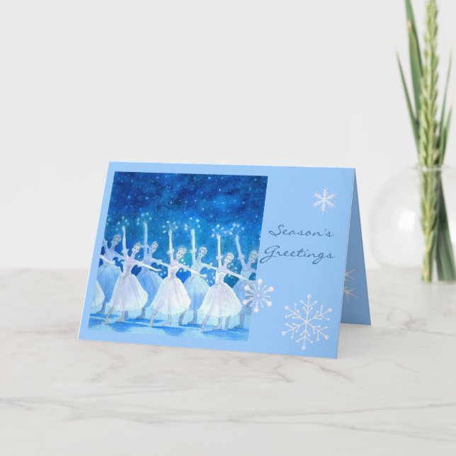 Dans av snöflingorhälsningkortet helgkort (Framsida)