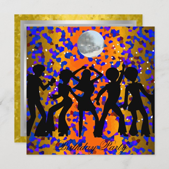 Dans Disco Födelsedagsfest Inbjudan (Fram/baksida)