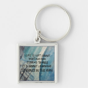 Dans i regna Keychain Fyrkantig Silverfärgad Nyckelring