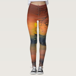 Dans i solnedgångens glöd | handgjord konst leggings