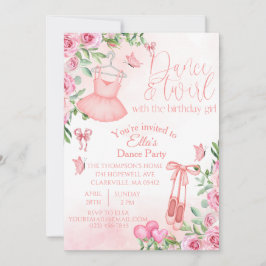 Dans- och virvel-födelsedagsinbjudan inbjudningar