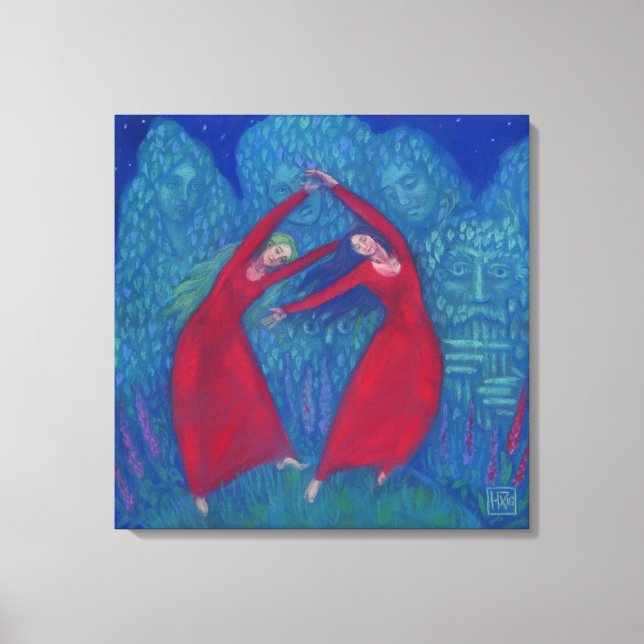 Dans på häxor, pastellmålning, fantasi canvastryck (Framsida)