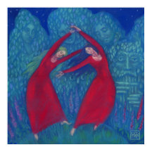 Dans på häxor, pastellmålning, fantasi