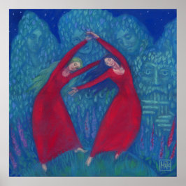 Dans på häxor, pastellmålning, fantasi poster