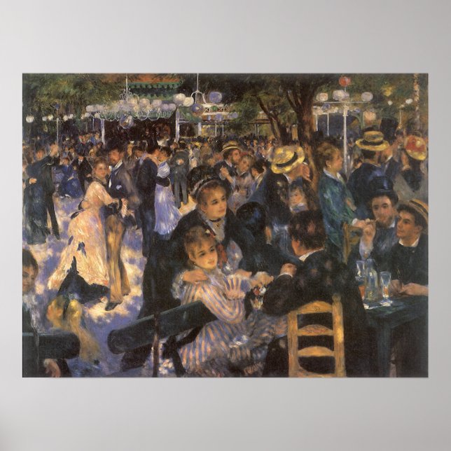 Dans på Le Moulin de la Galette av Pierre Renoir Poster (Framsidan)