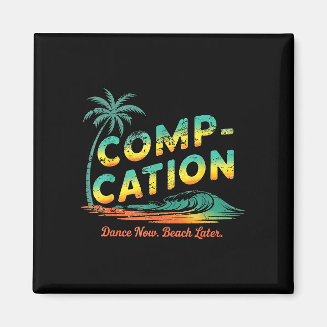 Dans på semesterstrand vintage sommar magnet (Framsidan)