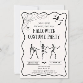 dans skelett, Whimsical Halloween Costume Inbjudningar
