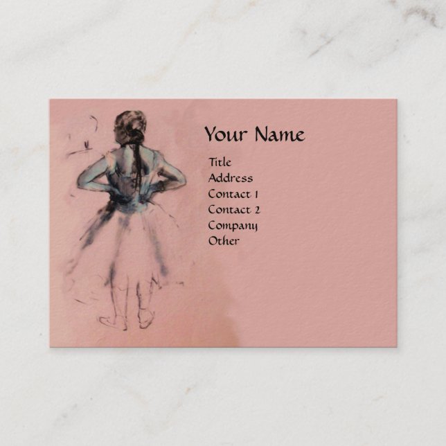 DANS-SKOLOR, BALLERINA BALLET DANCER I ROSA VISITKORT (Framsida)