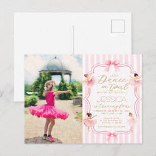 Dans & Snurr Rosa Ballerina Foto Födelsedagsfest Vykort