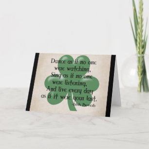 Dans som, om:: Irländsk Proverb (svart design) Kort