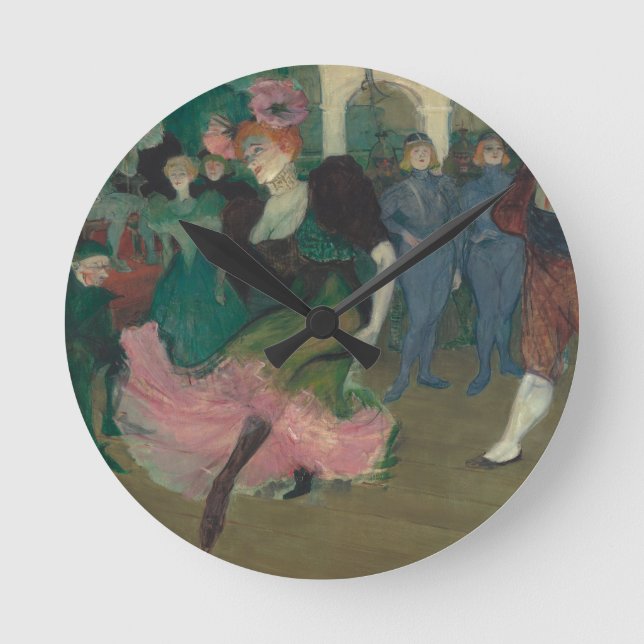 Dansa Bolero-Toulouse-Lautrec-målning Rund Klocka (Framsida)