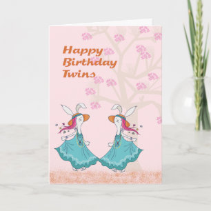 Dansa Bunnies för ett födelsedagskort för unga Twi Kort