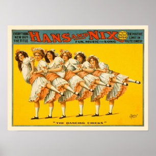 Dansa Chickar - Vintage av teaterutskrift Poster