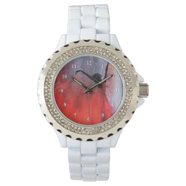 Dansa Dam i rött - Abstrakt Originalfärg Armbandsur (Framsida)