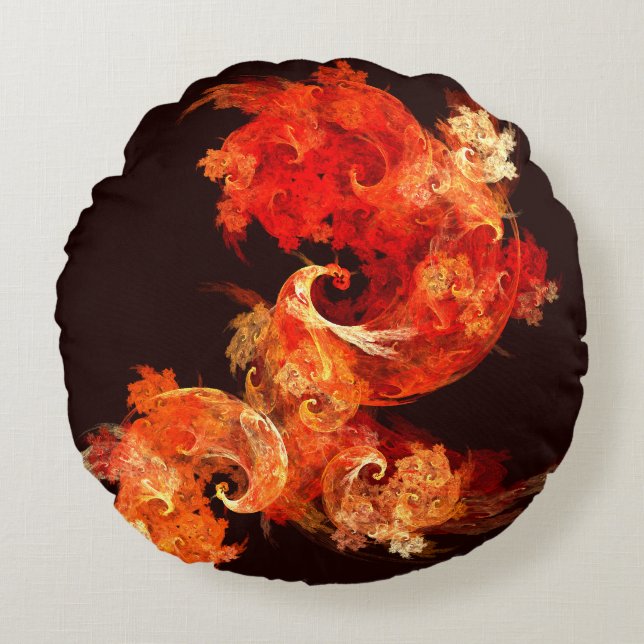 Dansa Firebird Abstrakt Art Round Pillow Rund Kudde (Framsidan)