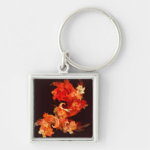 Dansa Firebird Abstrakt Art Small Fyrkantig Silverfärgad Nyckelring