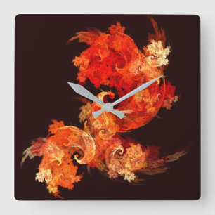 Dansa Firebird Abstrakt Art Square Fyrkantig Klocka