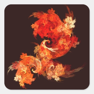 Dansa Firebird Abstrakt Art Square Sticker Fyrkantigt Klistermärke