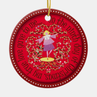 Dansa för nio damer julgransprydnad keramik