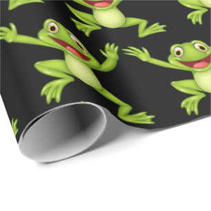 Dansa Grönt Frog on Black Presentpapper