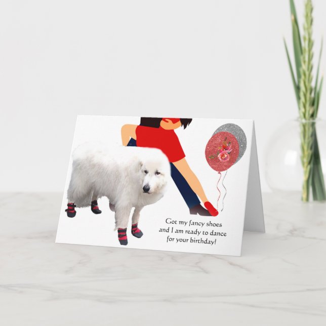 Dansa Hund med Red Shoes Birthday Kort (Framsida)