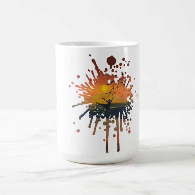 Dansa i solnedgångens glöd | handgjord konst  kaffemugg (Center)