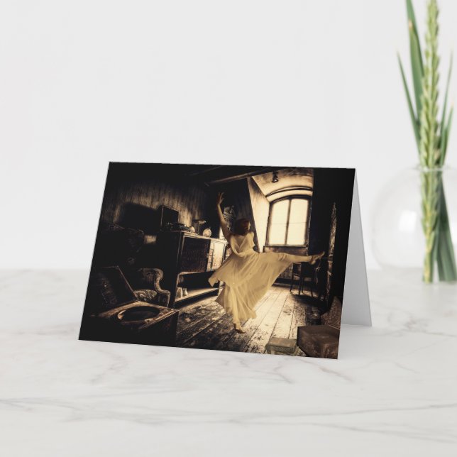 Dansa kvinnor i ett Attic Halloween-kort Tack Kort (Framsida)