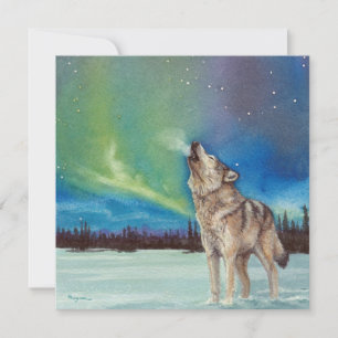 Dansa Ljus howling varg square card