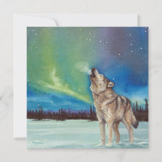 Dansa Ljus howling varg square card