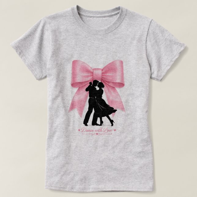 Dansa med kärlek Rosa band Romantiskt par t-shirt (Design framsida)