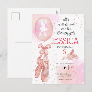 Dansa och snurra Rosa flicka Redigerbar balettfest Vykort
