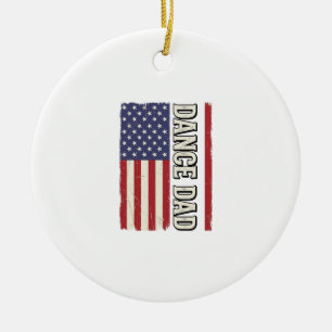Dansa Pappa Patriotisk Vintage Flagga Tröja Design Julgransprydnad Keramik