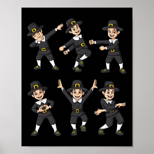 Dansa Pilgrim Thanksgiving Day Boys Girls Kid Poster (Framsidan)